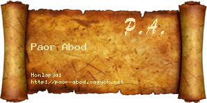 Paor Abod névjegykártya